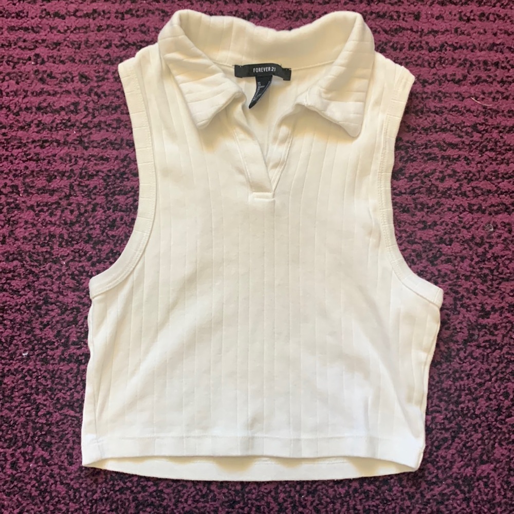 Sleeveless White Crop Top